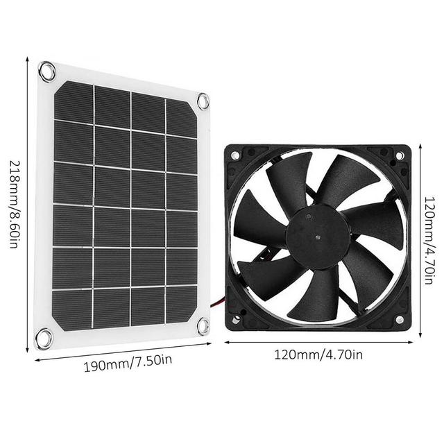 10W 5V Panel słoneczny zasilany wentylator, IP65 wodoodporny, 6 cal, Mini wentylator słoneczny wyciągowy dla psa, kurczak, dom, cieplarni, RV, samochód - Wianko - 10