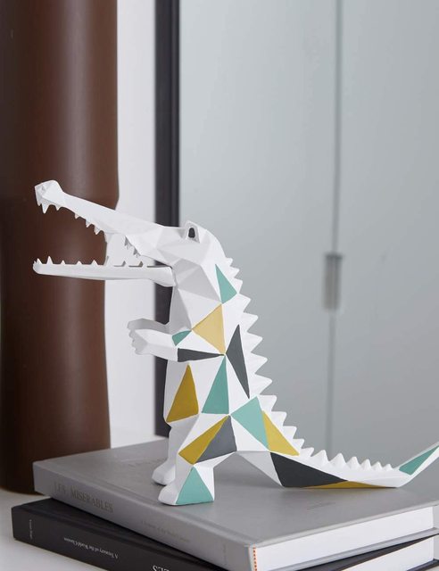 Statua rzeźba krokodyl geometria zwierzę prezenty pamiątki 17cmL - Wianko - 5