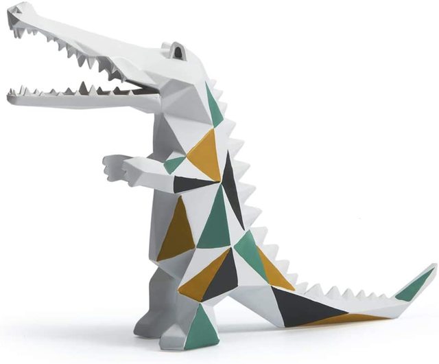 Statua rzeźba krokodyl geometria zwierzę prezenty pamiątki 17cmL - Wianko - 3