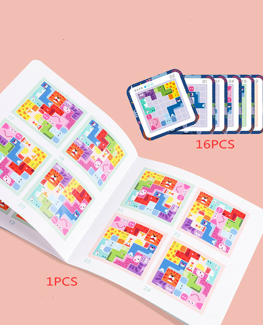 Zestaw edukacyjny Animal Block Tetris z tablicą do pisania - ucząca zabawa dla dzieci z drewnianymi figurami geometrycznymi - Wianko - 9