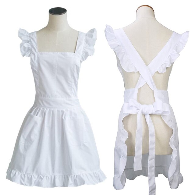 Fartuch damski z falbanami Retro, biały, regulowany, z kieszeniami - idealny do cosplayu służącej wiktoriańskiej - Wianko - 2