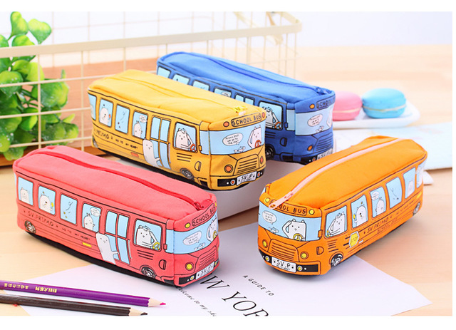 Duży piórnik Kawaii z 4 kolorami o dużej pojemności - Autobus Szkoła, Biuro - Wianko - 20