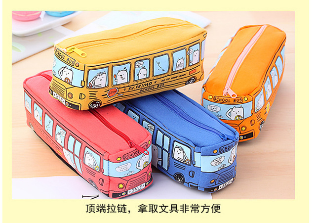 Duży piórnik Kawaii z 4 kolorami o dużej pojemności - Autobus Szkoła, Biuro - Wianko - 15