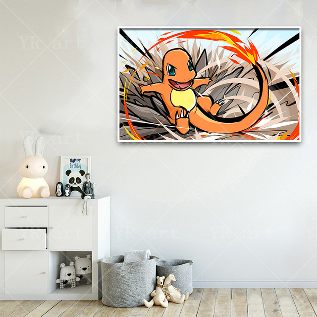 Pokémon Pikachu Charmander Squirtle - malarstwo na płótnie, dekoracja ścienna dla dzieci - Anime, sypialnia - Wianko - 8