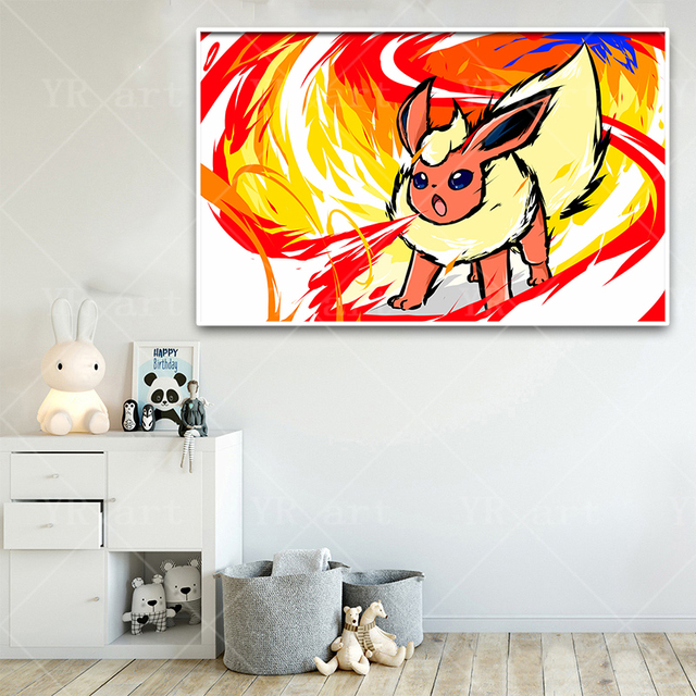 Pokémon Pikachu Charmander Squirtle - malarstwo na płótnie, dekoracja ścienna dla dzieci - Anime, sypialnia - Wianko - 9