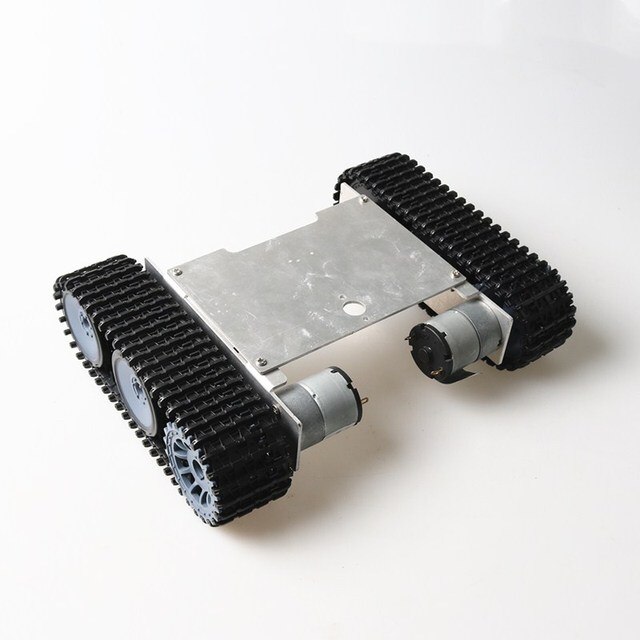 Metalowy panel zbiornika RC - podwozie płyta ze stopu aluminium+33mm silnik+regulowany utwór śledzony inteligentny zestaw modeli samochodów	z łatwą instalacją zabawką. - Wianko - 11