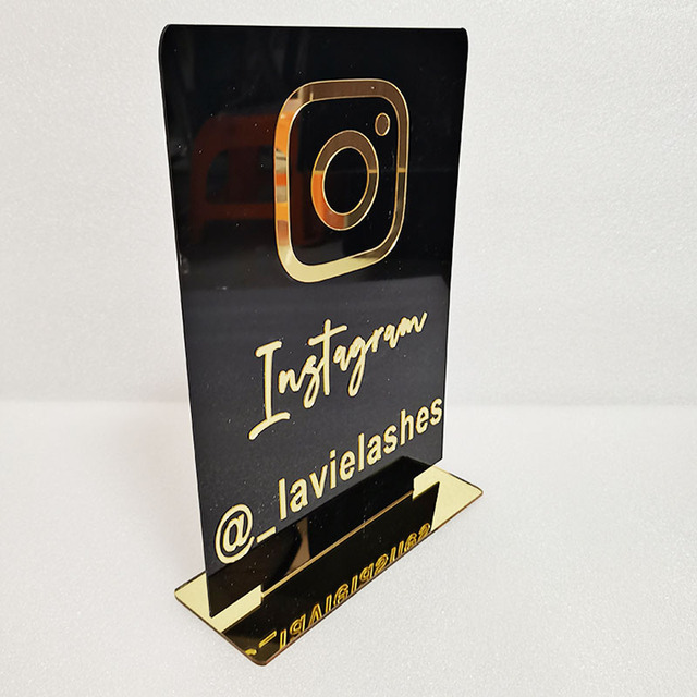 Niestandardowa tablica z logo Instagram - spersonalizowane lustro akrylowe złote - Wianko - 3