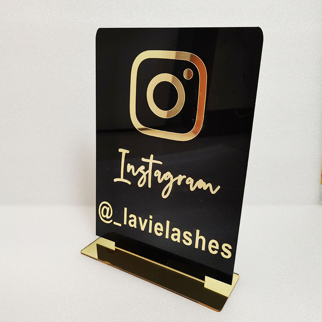 Niestandardowa tablica z logo Instagram - spersonalizowane lustro akrylowe złote - Wianko - 2