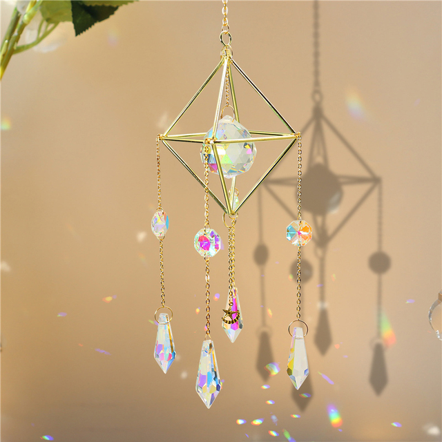 Kryształowy Anioł Aura kwarcowy w formie pryzmatu - dekoracja wisząca do domu i okna - Wianko - 3