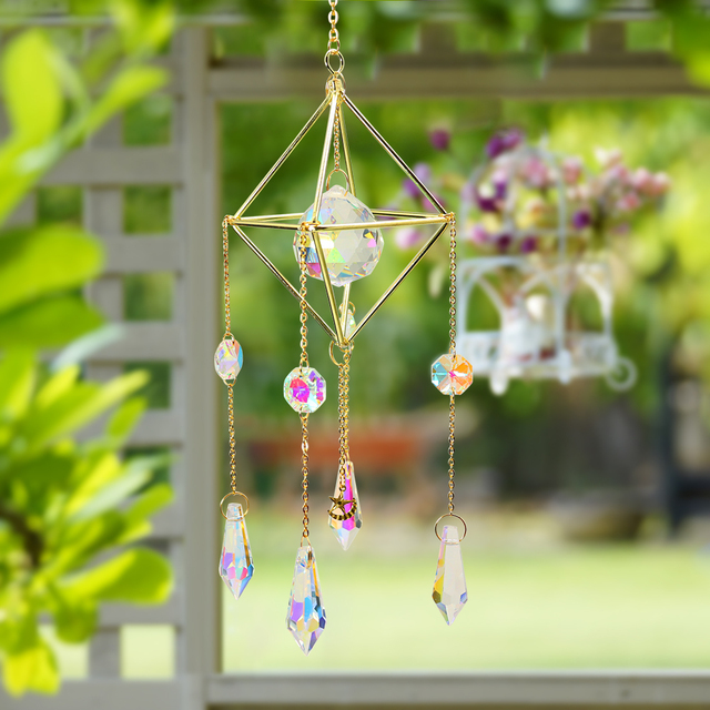 Kryształowy Anioł Aura kwarcowy w formie pryzmatu - dekoracja wisząca do domu i okna - Wianko - 5
