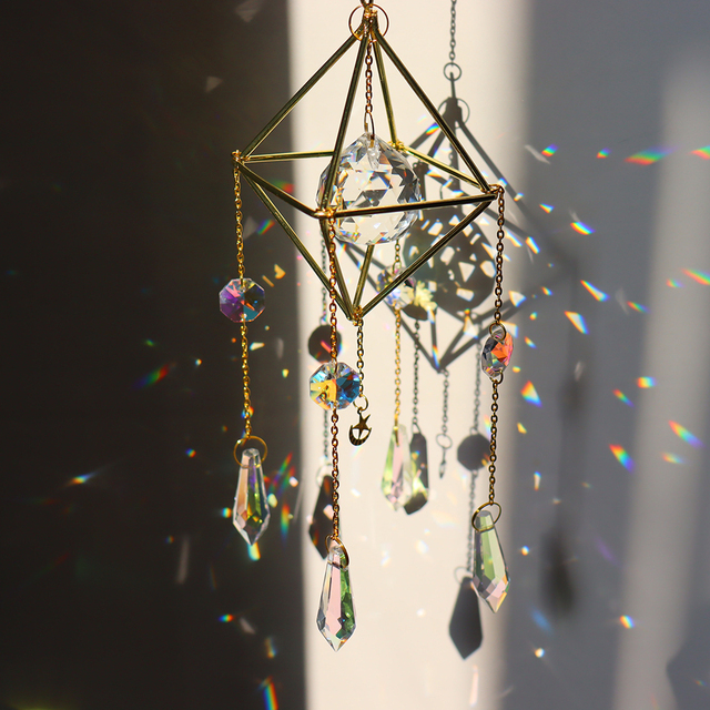 Kryształowy Anioł Aura kwarcowy w formie pryzmatu - dekoracja wisząca do domu i okna - Wianko - 8