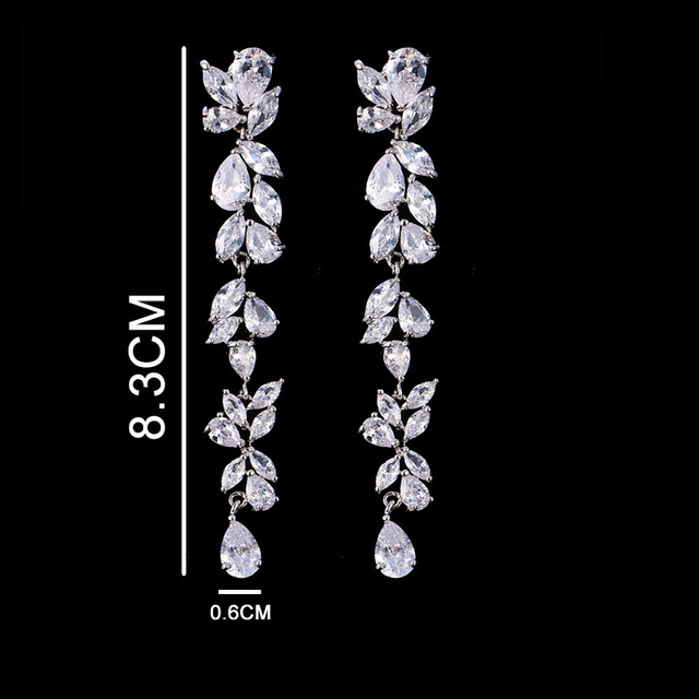 Luksusowe kolczyki z kwiatem cyrkonią i frędzlami dla kobiet - Kryształowe biżuteria ślubna - Wianko - 1