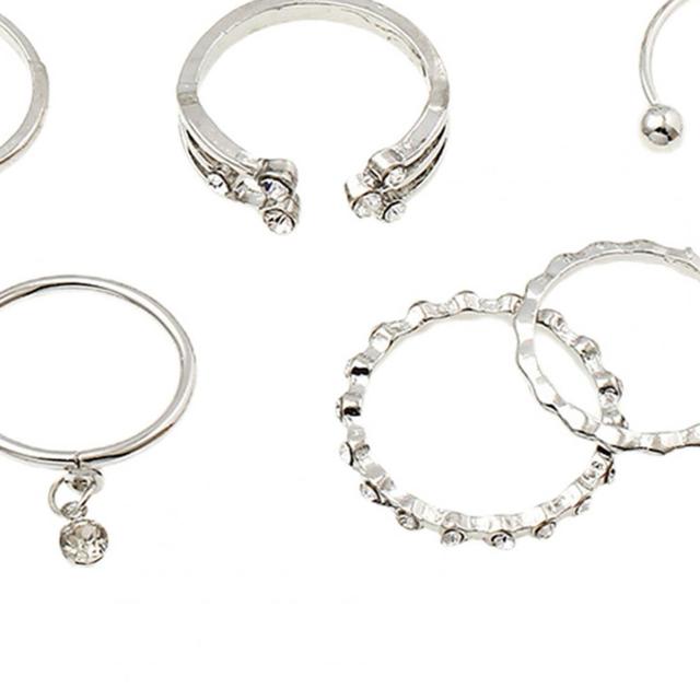 8 sztuk eleganckich błyszczących pierścionków Rhinestone z łbem sześciokątnym dla kobiet - Wianko - 5