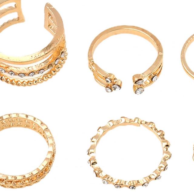 8 sztuk eleganckich błyszczących pierścionków Rhinestone z łbem sześciokątnym dla kobiet - Wianko - 4