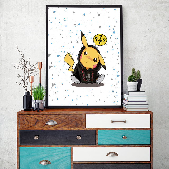 Plakat Pokemon Pikachu - dekoracja wnętrz pokoju dziecięcego - malarstwo na płótnie - sztuka na ścianę - obraz dekoracyjny - Cartoon Anime Cuadros - Wianko - 7