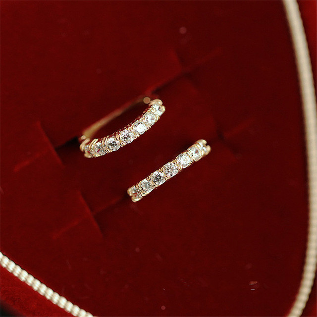 Kolczyki z zapięciem typu sztyft z francuskim wzorem, wykonane z 925 srebra, zdobione kryształami Pavé, biżuteria dla kobiet w stylu modnym i urokliwym, poszycie 14k złotem - Wianko - 3