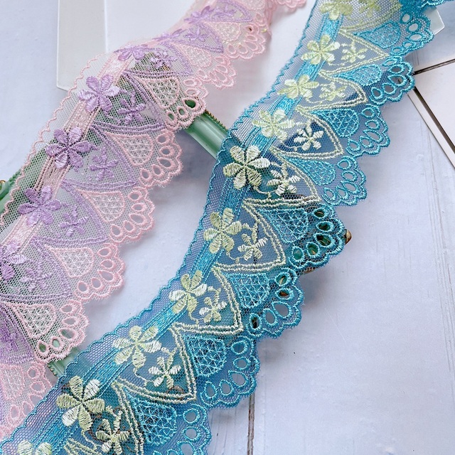 Wykończenie mozaiki kurtyny z haftowanymi siatkami koronkowymi niebieskim i różowym, 3m/partia, szerokość 6cm/2.36'', idealne do szycia na sofy - X1234 - Wianko - 10