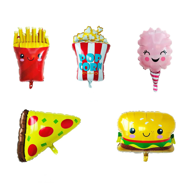 Dekoracje na imprezę urodzinową dla dzieci: Balon foliowy 1PC - frytki, lody, pizza, hamburger i popcorn - Wianko - 1