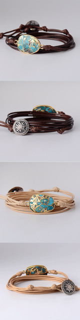 Bransoletka przyjaźni Turquoises z kamieniem uroku, długi wegański przewód, biżuteria dla kobiet - Wianko - 2