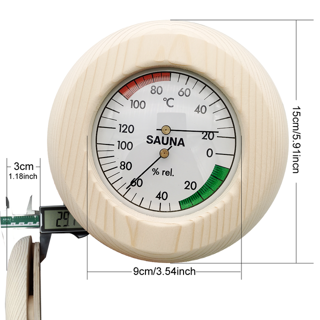 Drewniana Sauna Hygrotermograf 2w1 - Termometr i higrometr do pomiaru wilgotności i temperatury w saunie - Wianko - 10