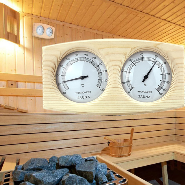 Drewniana Sauna Hygrotermograf 2w1 - Termometr i higrometr do pomiaru wilgotności i temperatury w saunie - Wianko - 4