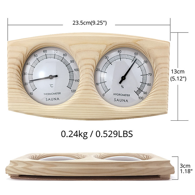 Drewniana Sauna Hygrotermograf 2w1 - Termometr i higrometr do pomiaru wilgotności i temperatury w saunie - Wianko - 12