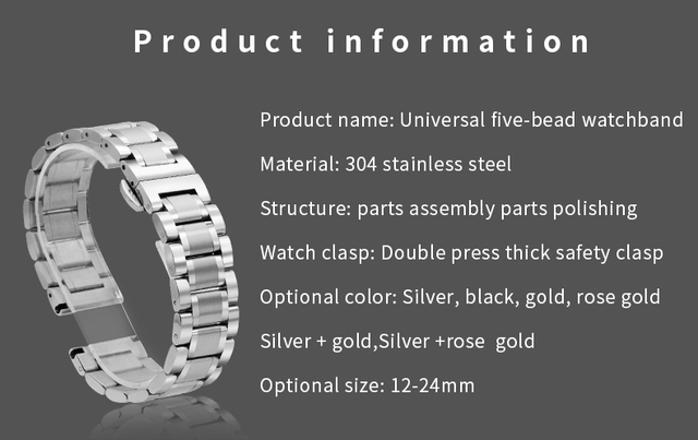Metalowy pasek do zegarków 12-24mm ze stali nierdzewnej - wymiana paska w zegarku - Wianko - 3