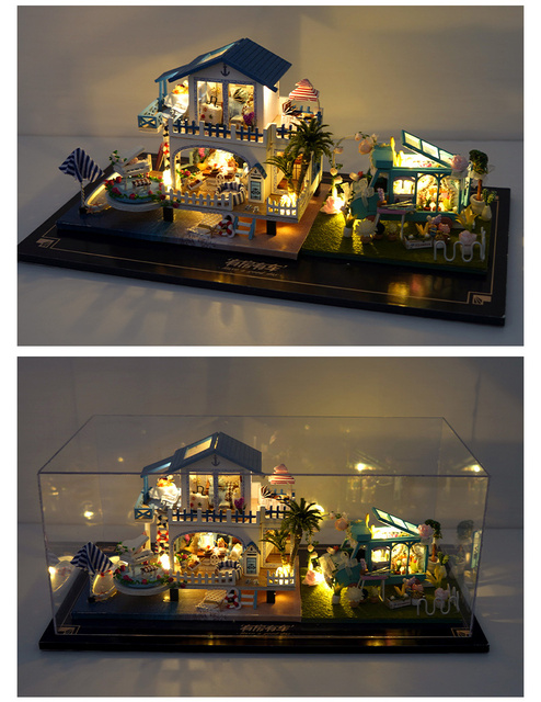 DIY drewniany domek dla lalek - miniatura z meblami, japoński styl, dla dzieci dziewczynki - domek dla lalek do samodzielnego składania - prezent na Boże Narodzenie - Wianko - 13