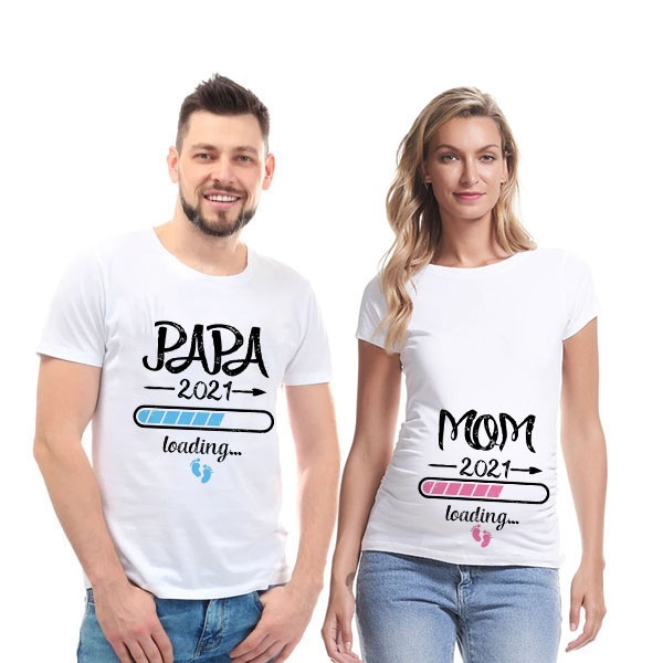 Nowy T-shirt macierzyński dla pary + dziecko, nadruk 2021, pasujący do ciąży - Wianko - 17
