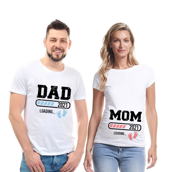 Nowy T-shirt macierzyński dla pary + dziecko, nadruk 2021, pasujący do ciąży - Wianko - 18