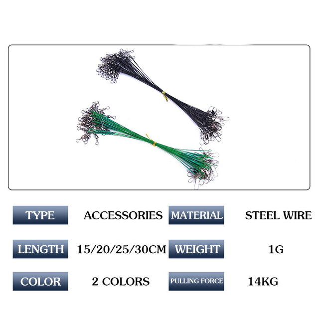 20 sztuk Wędkarski lider ze stalowego drutu przeciw ugryzieniom z obrotową stalową smyczą - akcesoria wędkarskie - Wianko - 3
