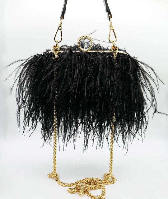 Kopertówka wieczorowa z łańcuszkiem dla kobiet puszystych, inspirowana strusimi piórami - Wianko - 11