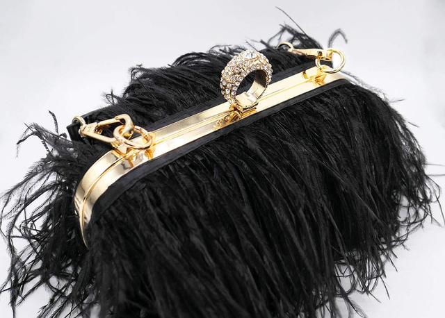 Kopertówka wieczorowa z łańcuszkiem dla kobiet puszystych, inspirowana strusimi piórami - Wianko - 10