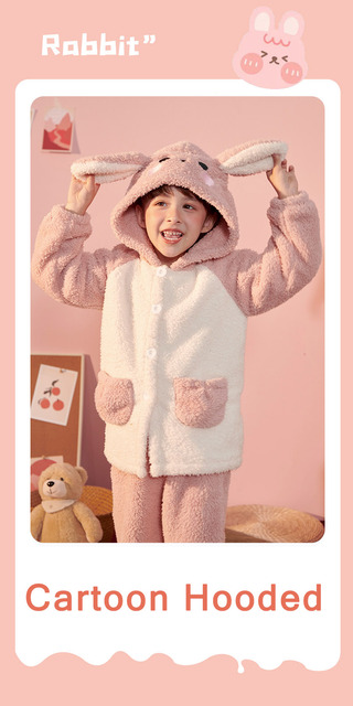 Dziecięcy komplet ciepłych piżam z długim rękawem i wzorami zwierząt – idealne na zimowe noce - Wianko - 4