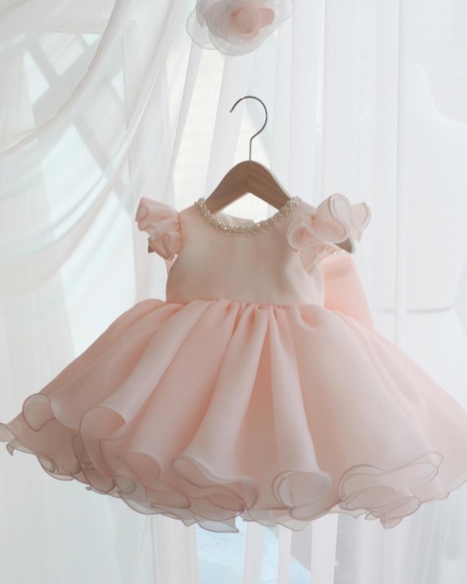Sukienka dla dziewczynek z długim rękawem - koraliki, kokardka, biała, 1 rok - Wianko - 10