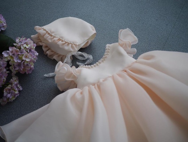 Sukienka dla dziewczynek z długim rękawem - koraliki, kokardka, biała, 1 rok - Wianko - 9