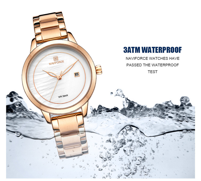 Nowy damski zegarek NAVIFORCE 2021 w kolorze różowego złota, odporny na wodę, klasyczny design+, luksusowa marka - Wianko - 7