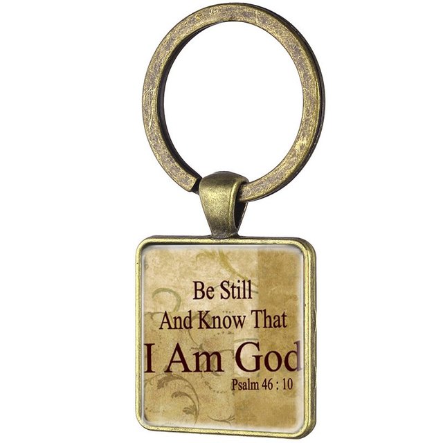 TAFREE Brelok z cytatem Bądź wciąż i wiedz, że jestem Bogiem - Psalm 46:10 - Wianko - 2