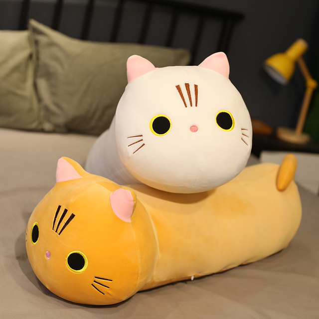 Pluszowa zabawka mały kotek Ultra miękkie nadziewane kot Plushie szary pomarańczowy biały szary pocieszający prezent dla dzieci, 25 ~ 100cm - Wianko - 16