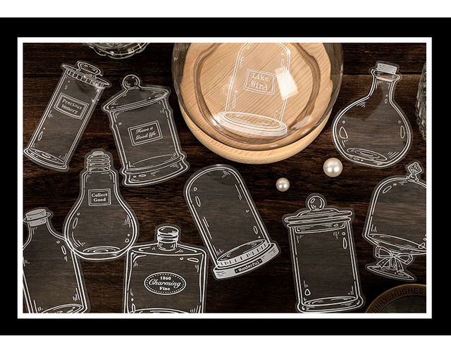 Naklejki dekoracyjne na szklane butelki 20 sztuk/paczka przezroczyste Scrapbooking pamiętnik telefon Journal Planner - Wianko - 10