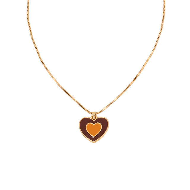 Naszyjnik złote serce Espresso - artystyczna biżuteria dla kobiet - Wianko - 1
