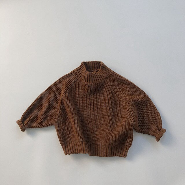 Dziecięcy sweter zimowy w koreańskim stylu 2021 dla chłopców i dziewczynek - zagęszczona dzianina jednolitego koloru dla dzieci - Wianko - 3