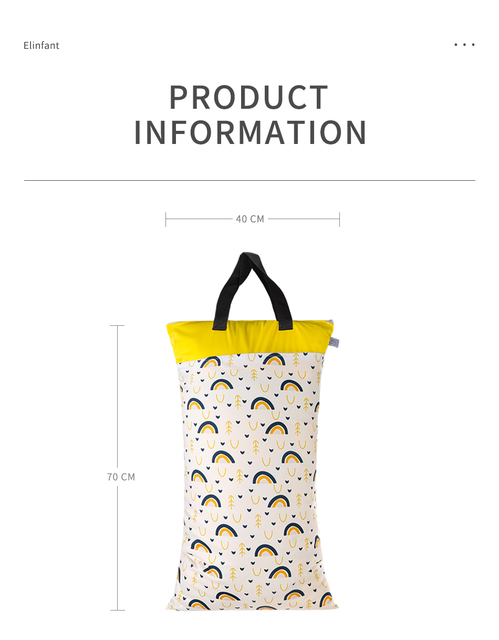 Duża torba na pieluchy z tkaniny Elinfant, zawierająca mokre/suche wiadro, wkładki oraz wodoodporną torebkę z dwoma zamkami - Wianko - 10