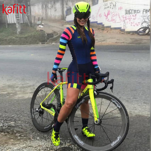 Kombinezon rowerowy damski Kafit z długim rękawem i wzorem Macaquinho w stylu kolarskim - Wianko - 6