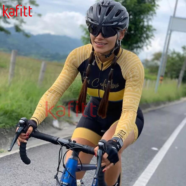 Kombinezon rowerowy damski Kafit z długim rękawem i wzorem Macaquinho w stylu kolarskim - Wianko - 9