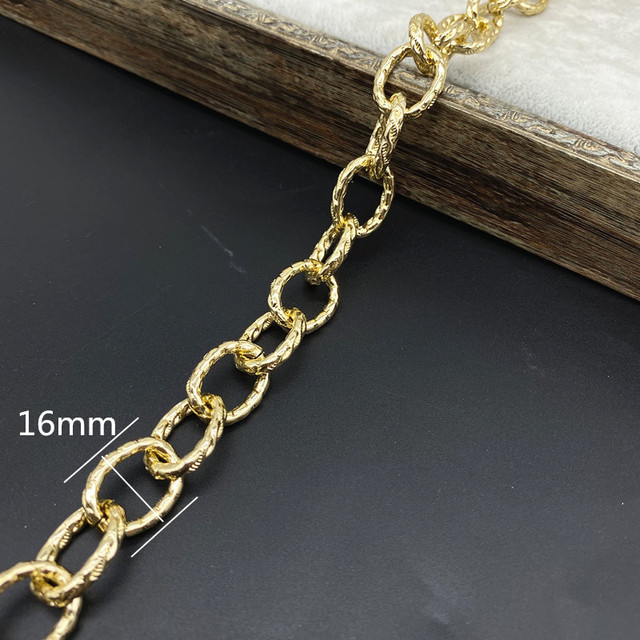 Złoty łańcuszek metalowy o długości 45cm - ozdoba do torebki, naszyjnik, biżuterii - Wianko - 3