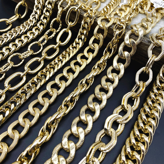 Złoty łańcuszek metalowy o długości 45cm - ozdoba do torebki, naszyjnik, biżuterii - Wianko - 1