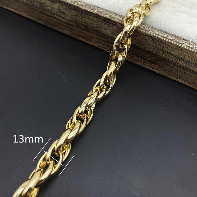Złoty łańcuszek metalowy o długości 45cm - ozdoba do torebki, naszyjnik, biżuterii - Wianko - 7