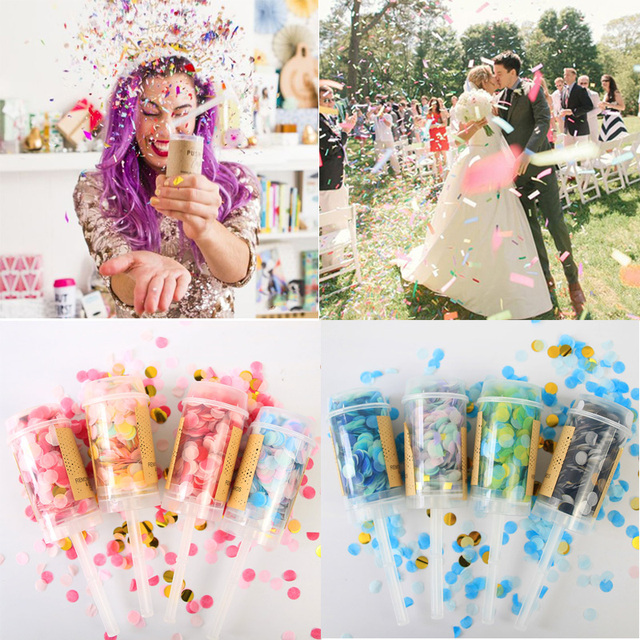 Kolorowy push popper z konfetti na urodziny, ślub, przyjęcia - 1 sztuka - Wianko - 6