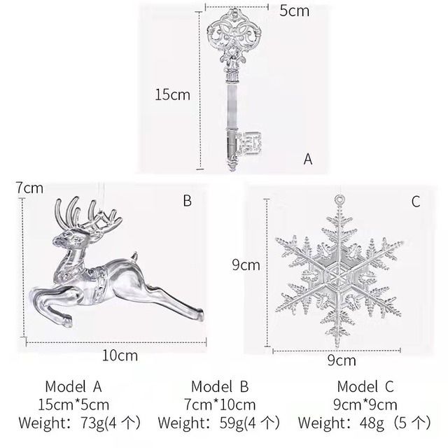 Przezroczysty wisiorek w kształcie Snieżynki, Jelenia i Aniołka - Dekoracja Świąteczna 2021 - Wianko - 5